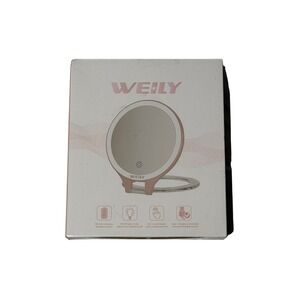 WEILY LED Travel Makeup Mirror Rose Gold Rechargeable 3 Light Modes Portable